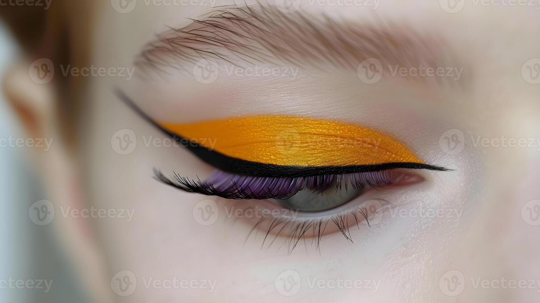 Close-up of beautiful woman's eye with bright make-up. photo