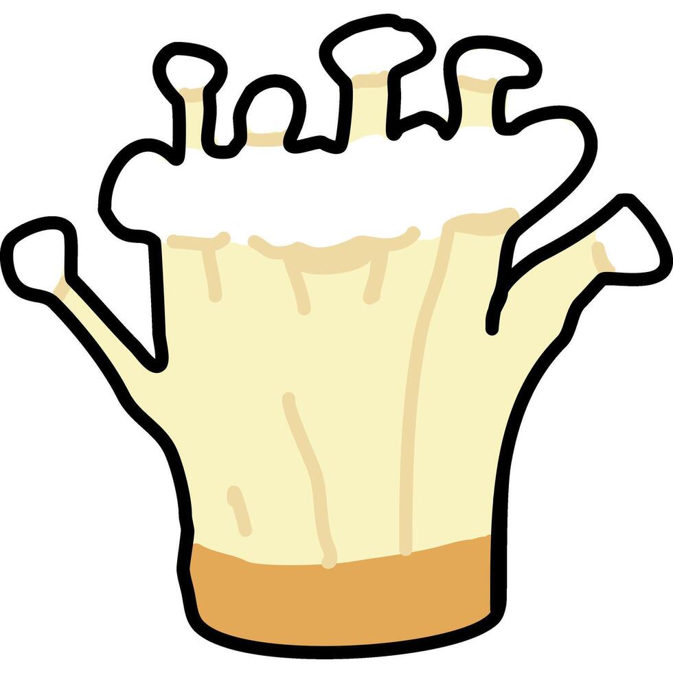 Golden Needle Mushroom cartoon in icon style vector