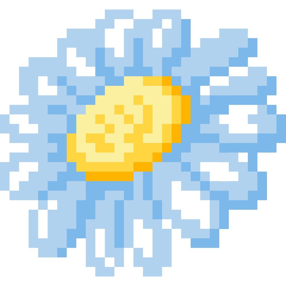 Flower cartoon icon in pixel style vector