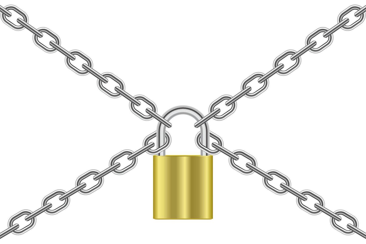 3d design illustration of padlock with chain isolated on white background. vector