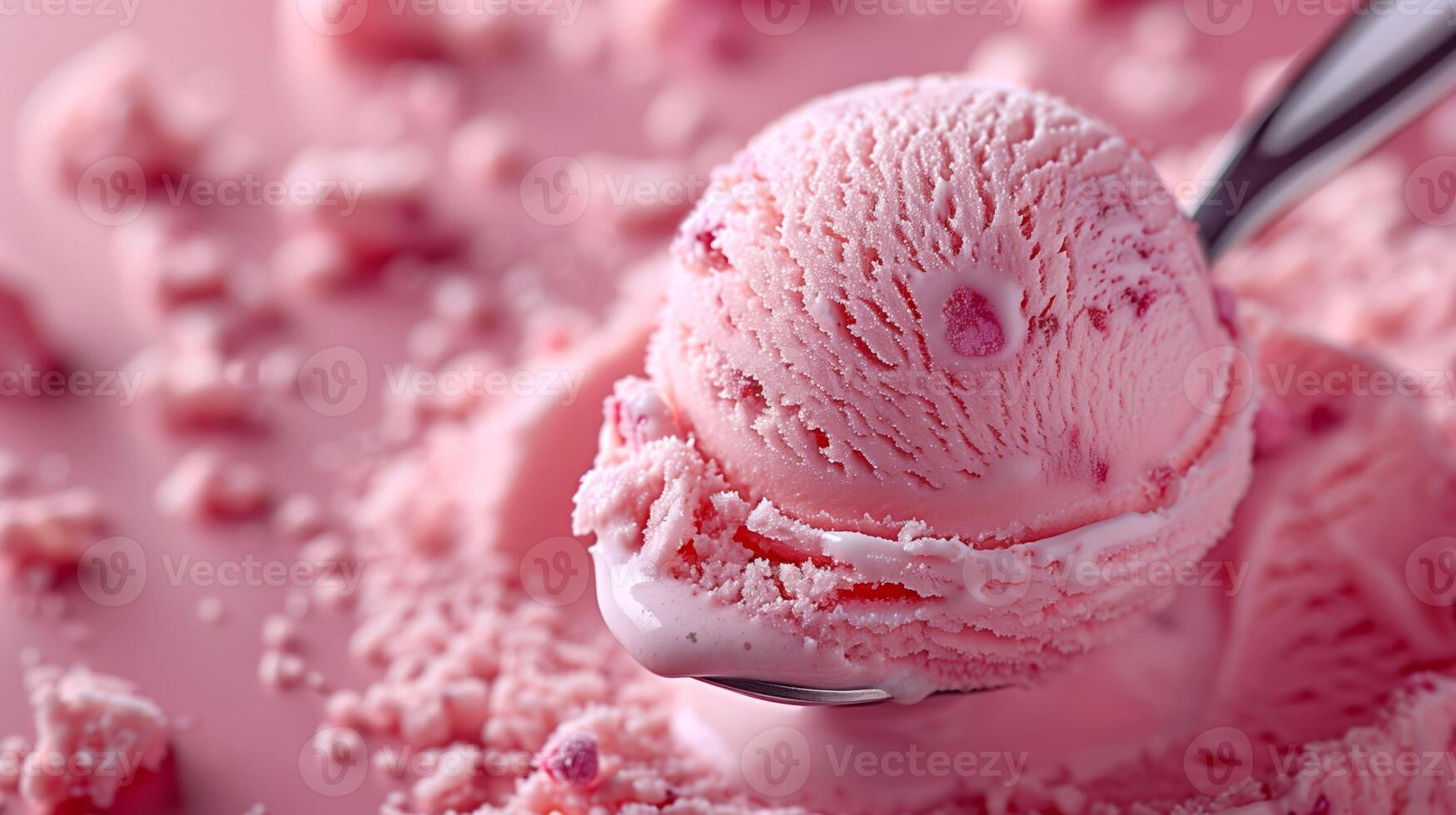 A simple pleasure, this strawberry ice cream scoop is a moment of blissful indulgence photo