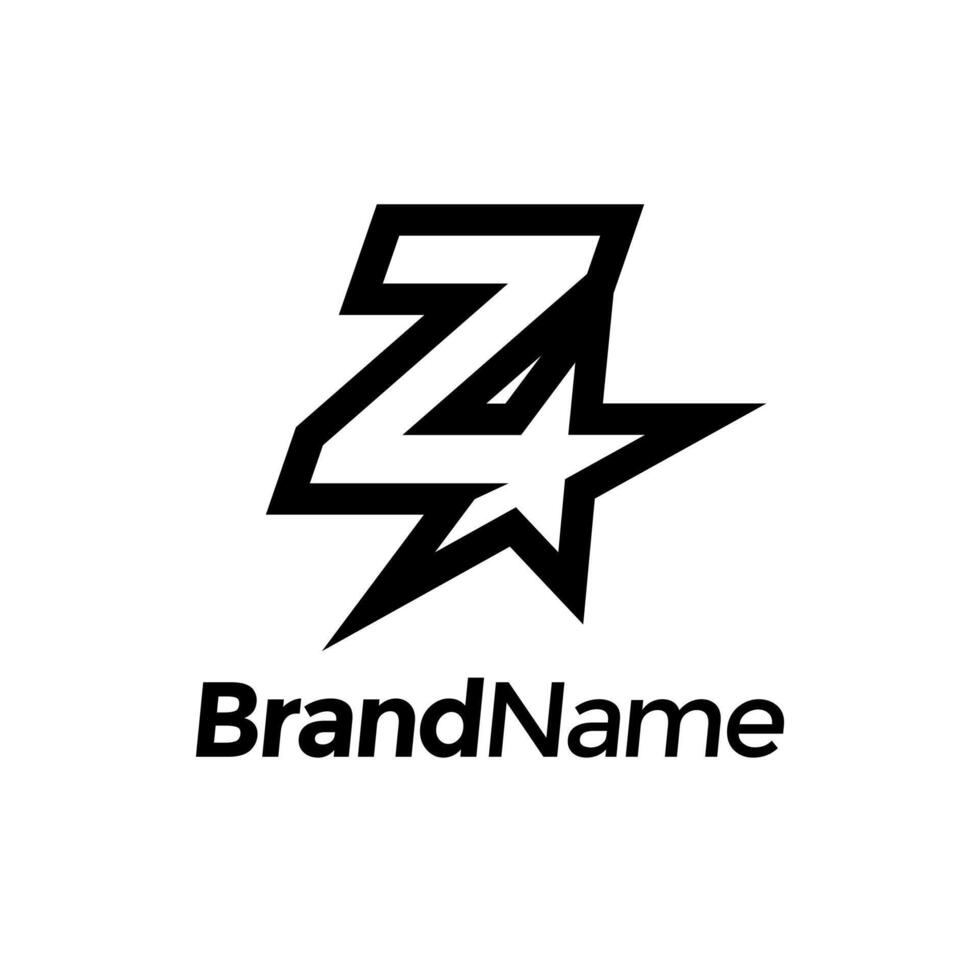 moderno y estilista inicial z estrella logo vector