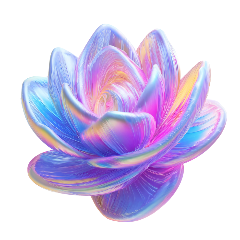 3d abstract holographic in the shape of a flower png