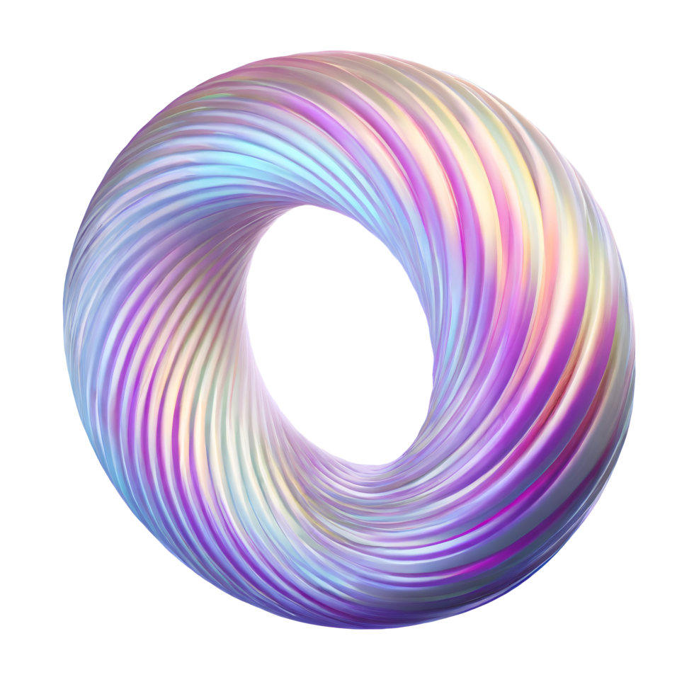 Holographic abstract 3d twisted torus shape png