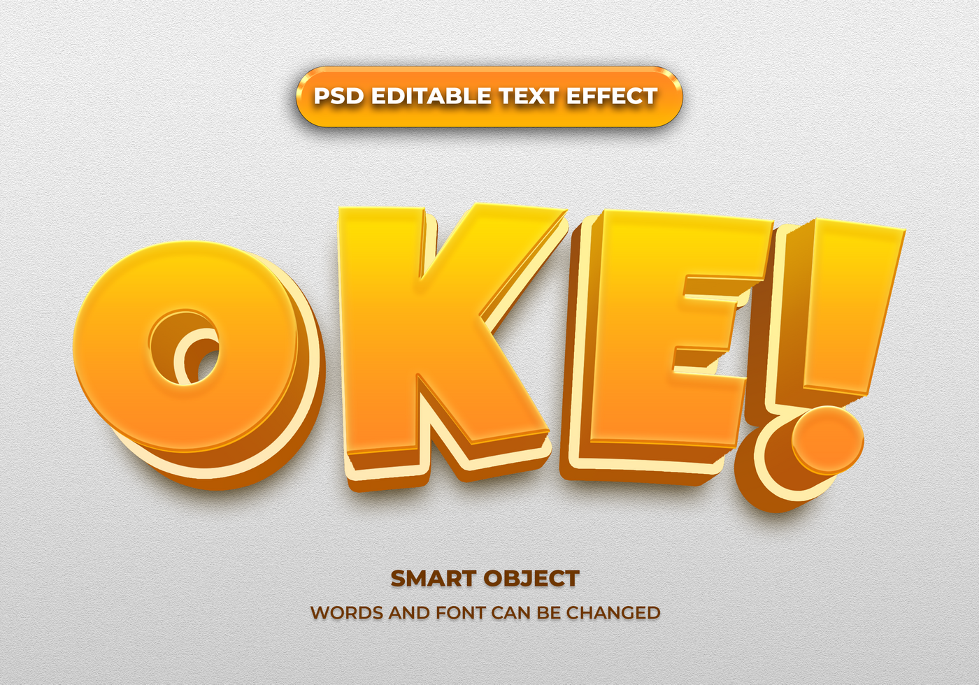 oke 3d editable text effect style psd