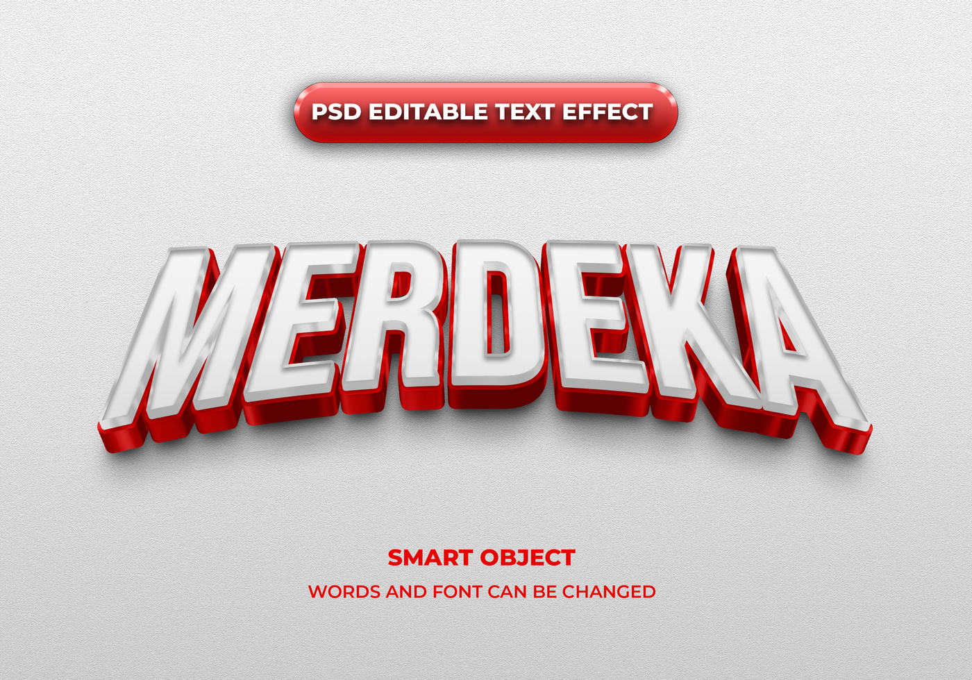 merdeka 3d editable text effect style psd