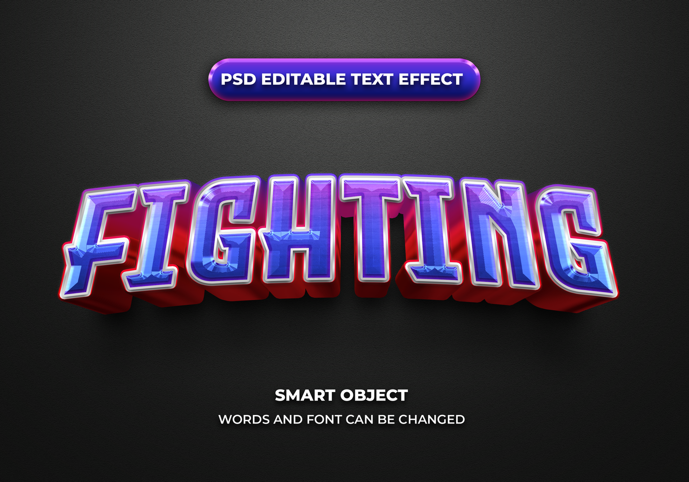 fighting 3d editable text effect style psd