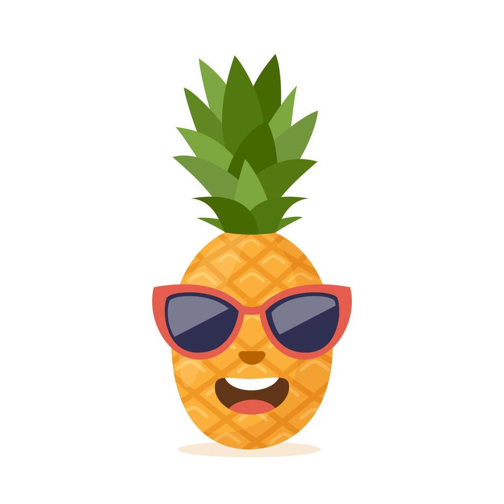 linda y gracioso piña personaje con Gafas de sol. vistoso verano diseño. vector