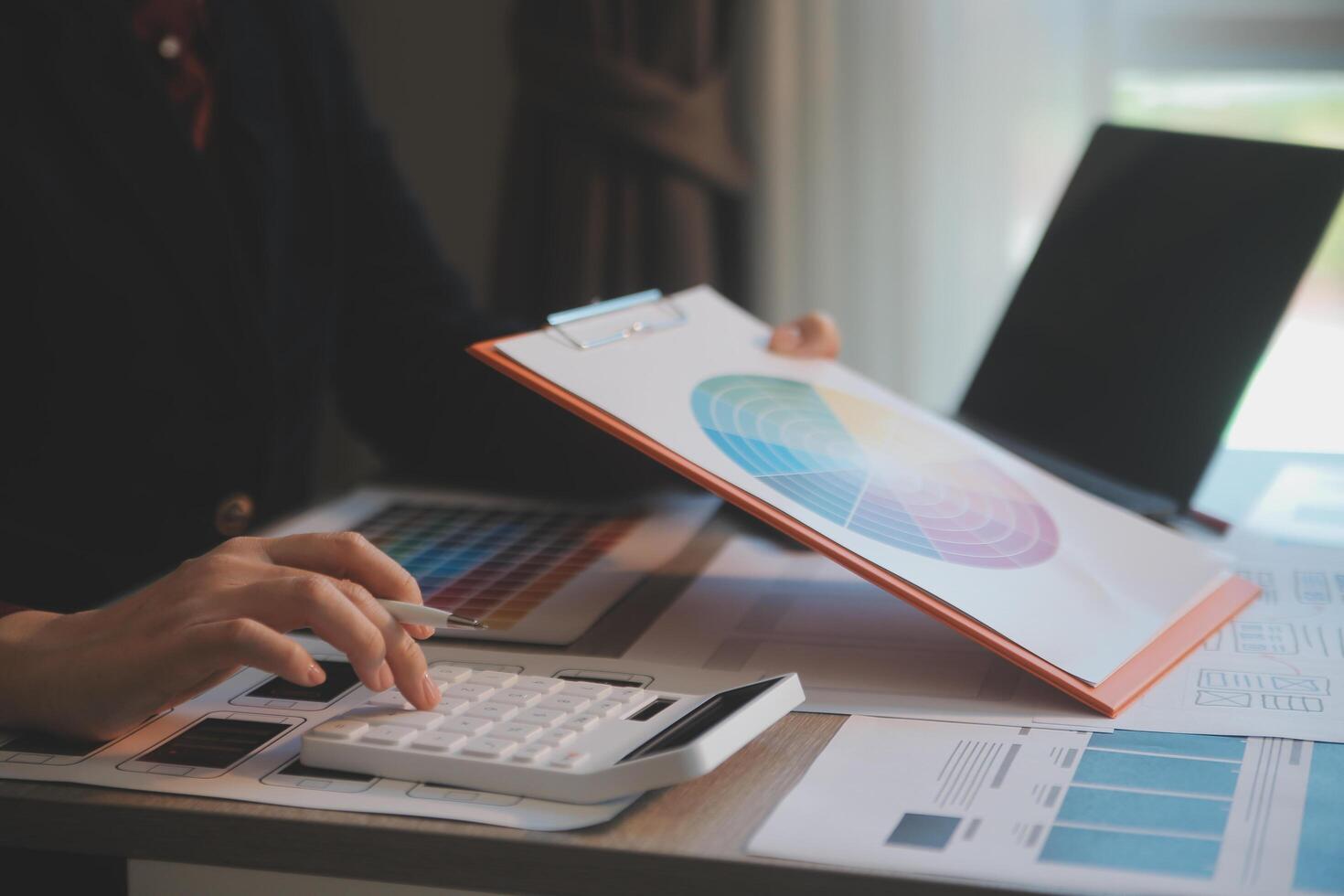 UX UI design process for modish mobile application and website . Creative prototype of wireframe for professional app developer . photo