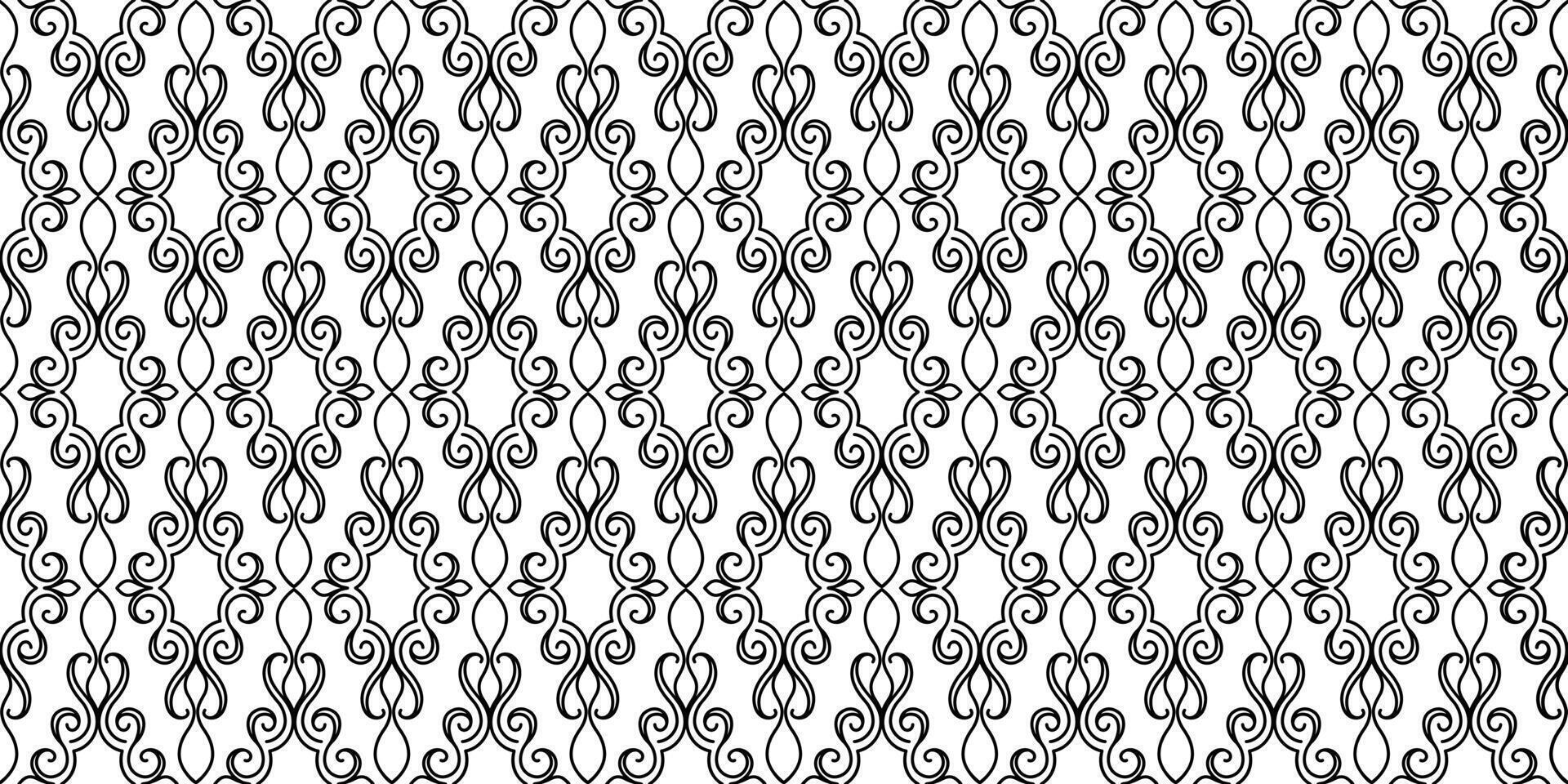 A pattern of black swirls on a white background. Seamless damask ornament. For fabric, wallpaper, wrapping paper, holiday packaging. vector