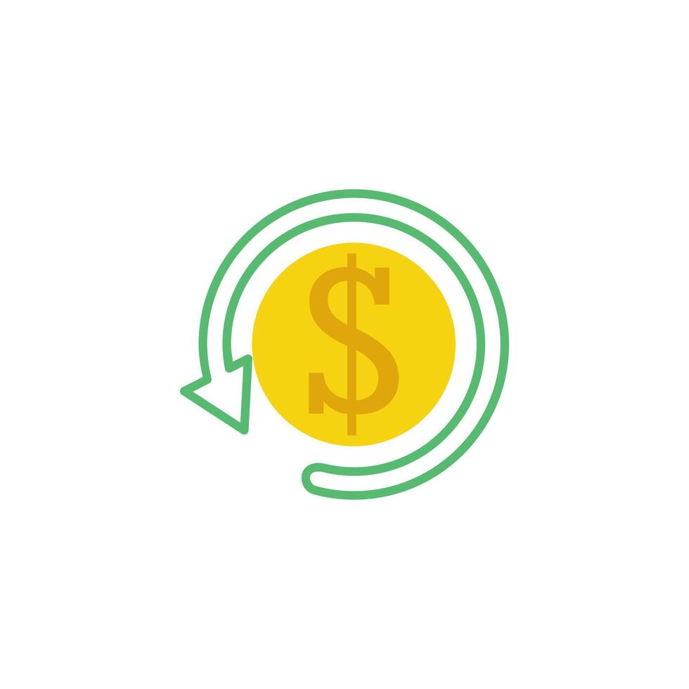 Cash back coin icon vector