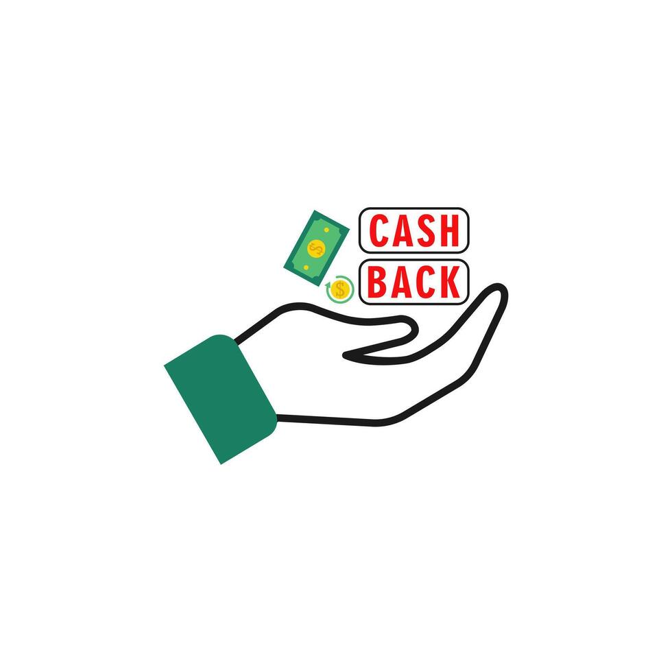 Icon Hand holding coin Cashback vector