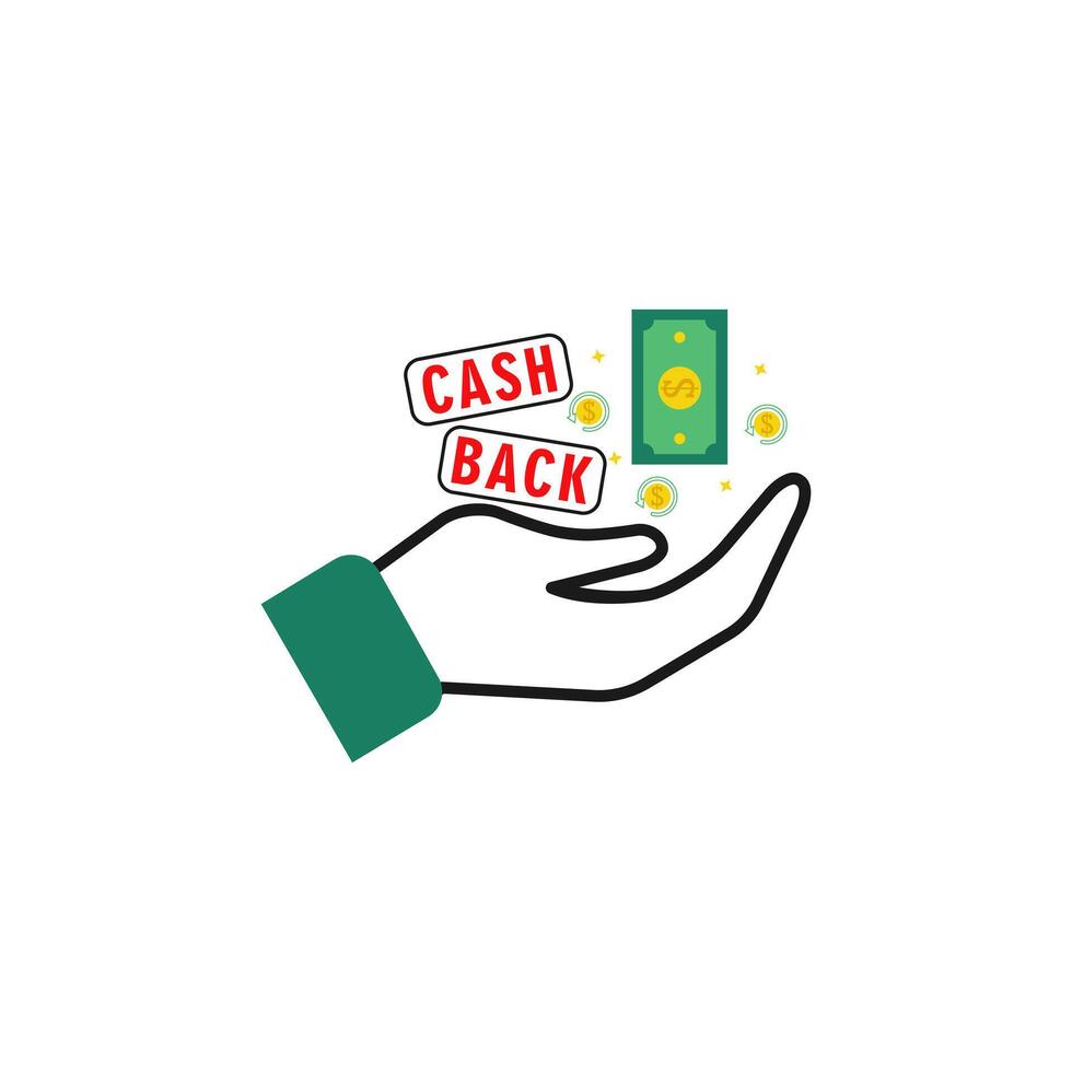 Icon Hand holding coin Cashback vector