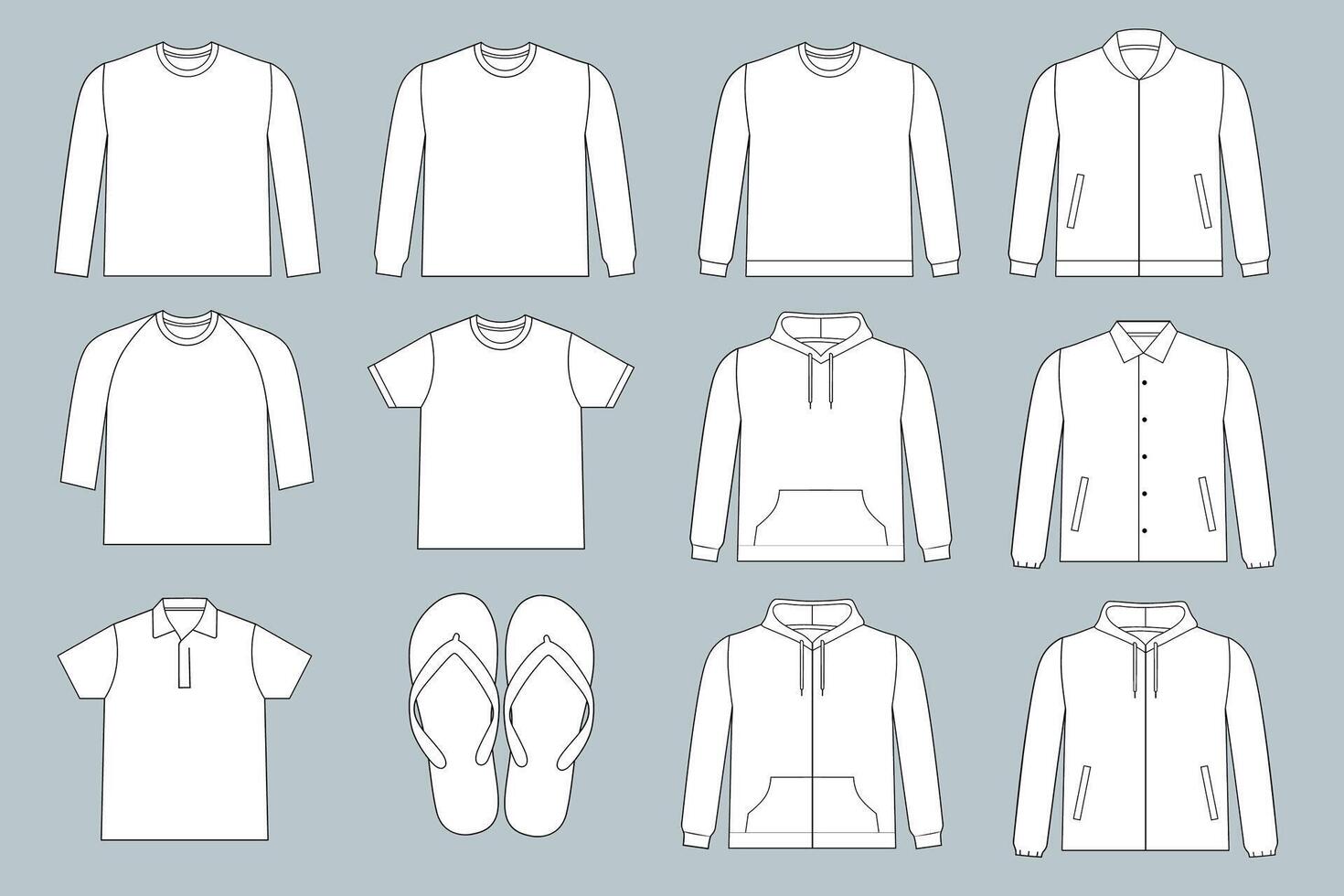 drawing of basic men apparel pattern vector