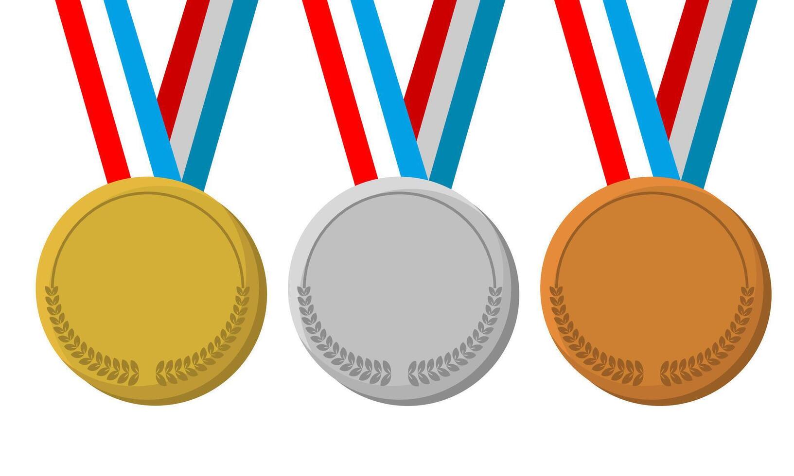 Deportes medallas, oro plata y bronce ganador premio en un blanco antecedentes vector