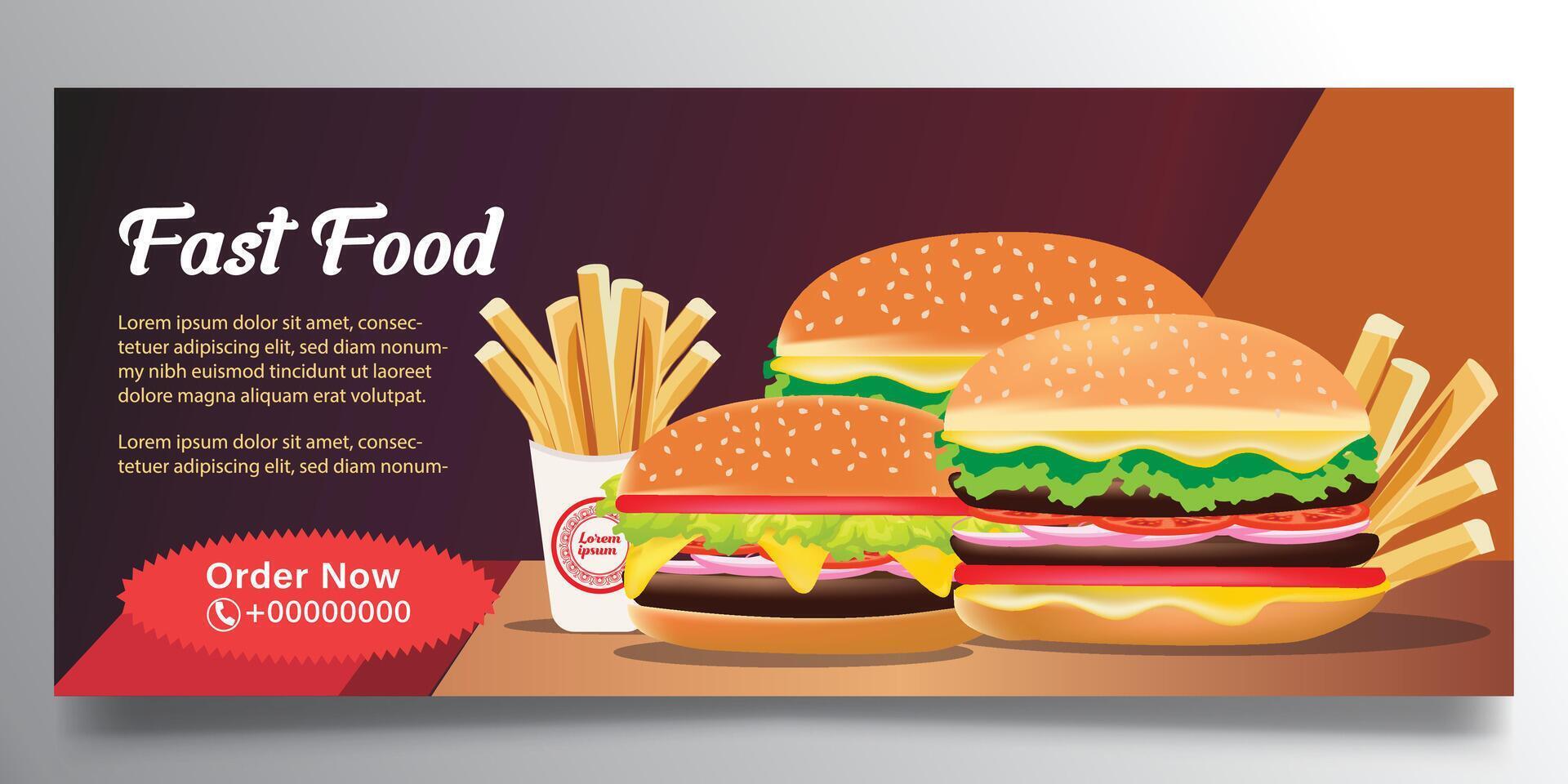 Fast food and burger Banner vector