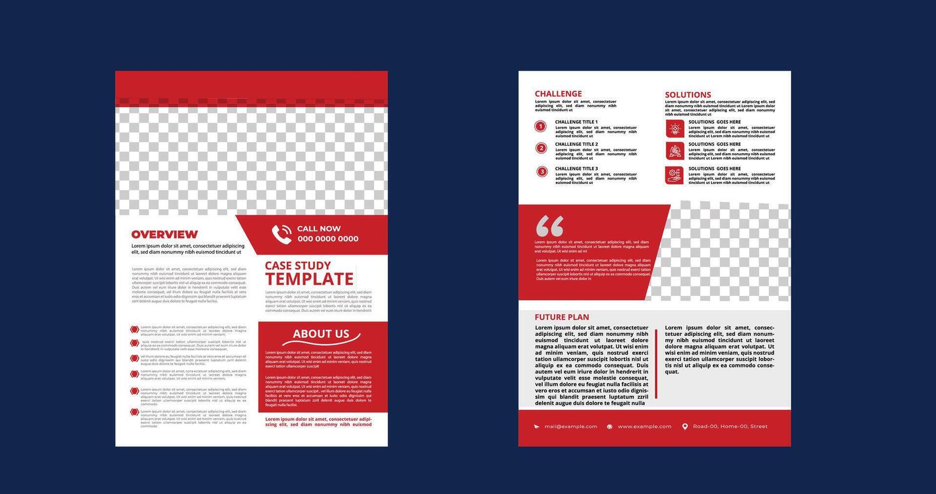 case study flyer template design vector