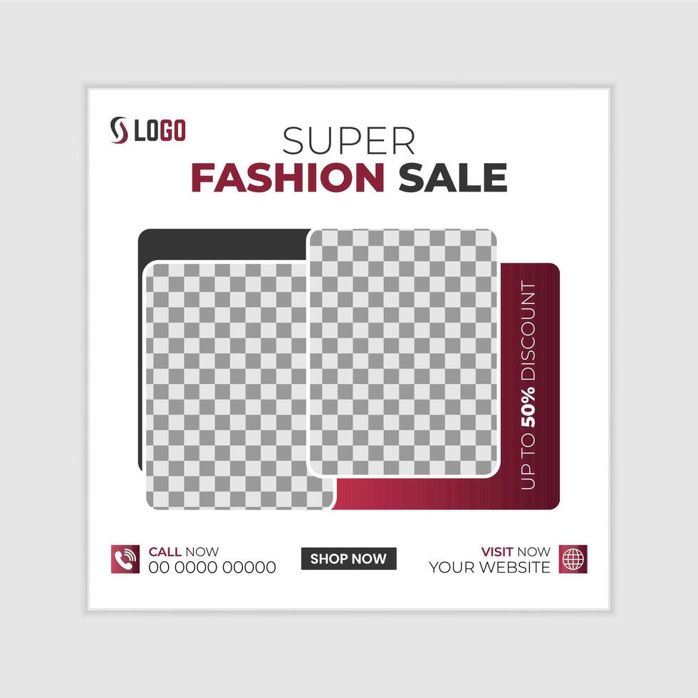 Fashion sale social media post design template vector