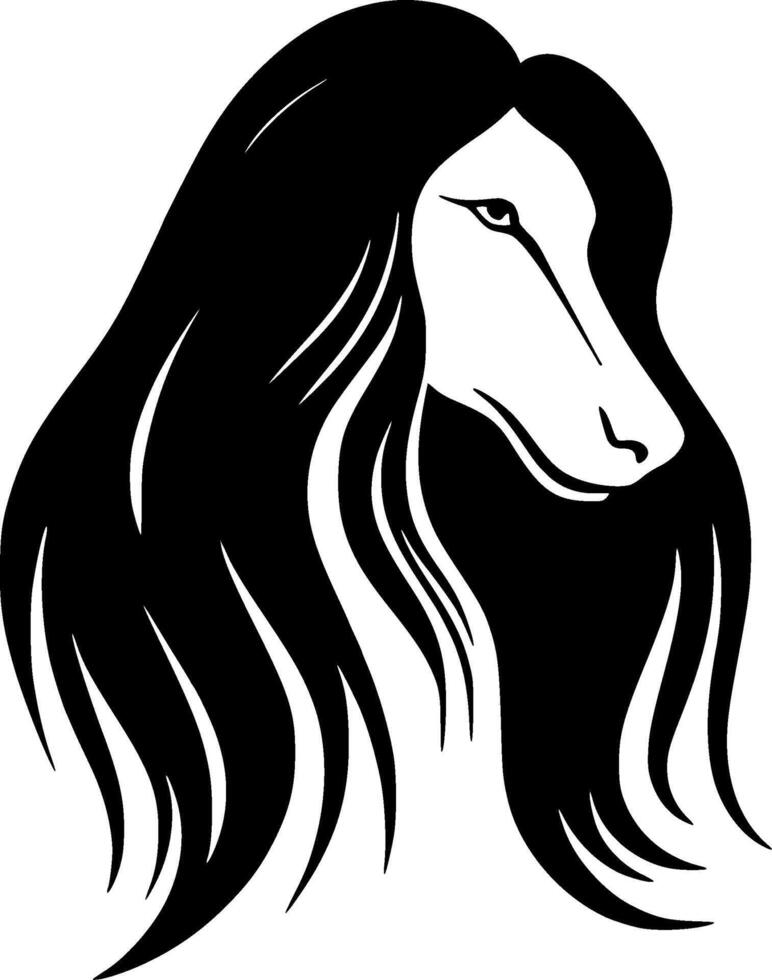 Afghan Hound - Black and White Isolated Icon - illustration vector