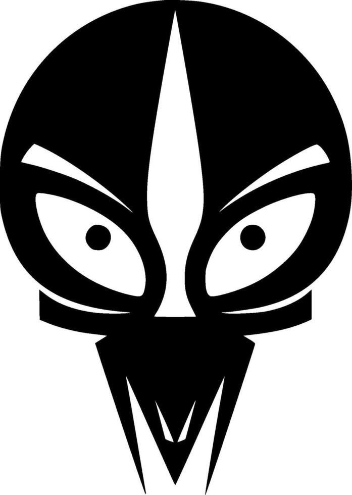 Alien, Black and White illustration vector