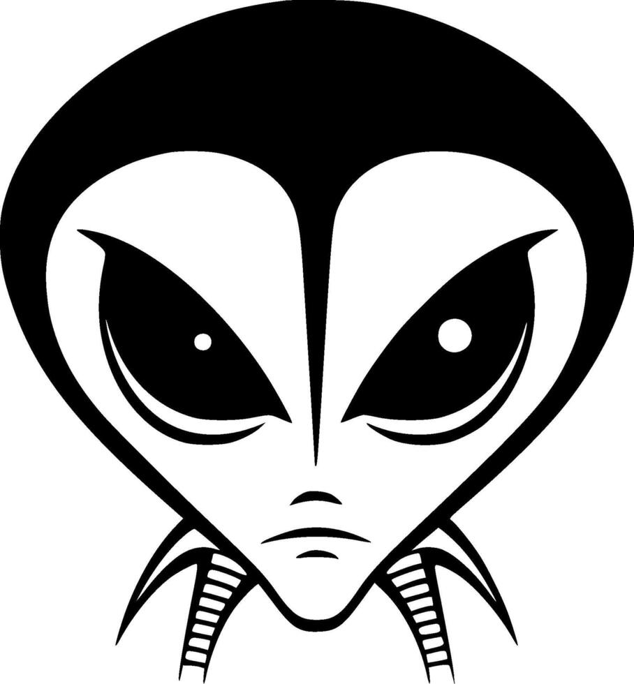 Alien, Black and White illustration vector