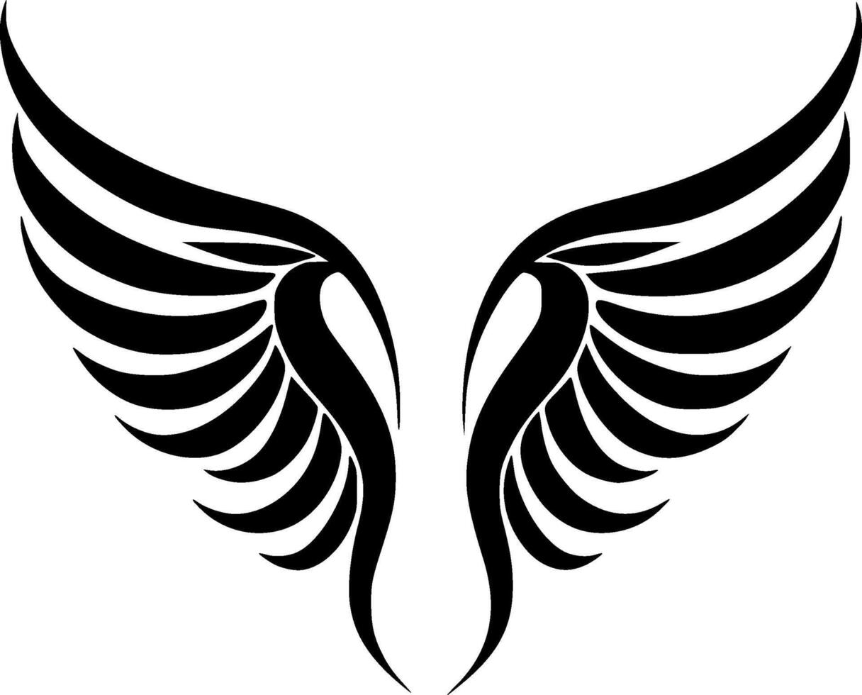 Angel Wings, Black and White illustration vector