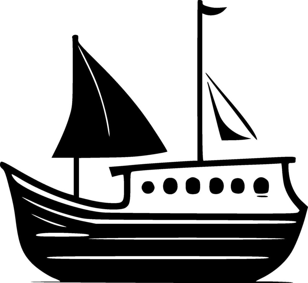 Boat, Minimalist and Simple Silhouette - illustration vector