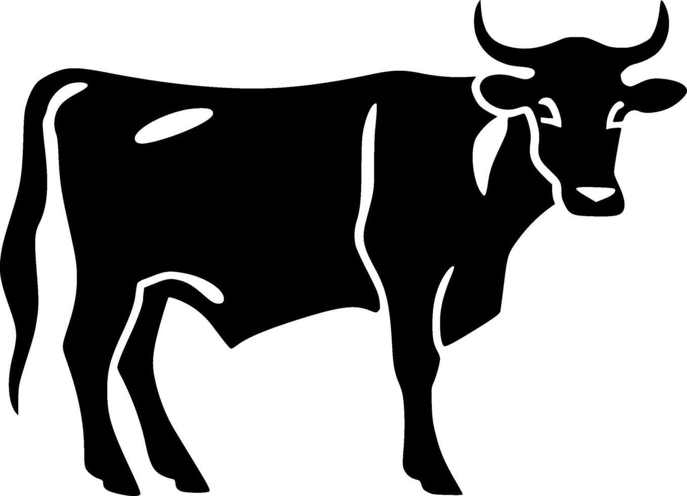 Cow - Black and White Isolated Icon - illustration vector