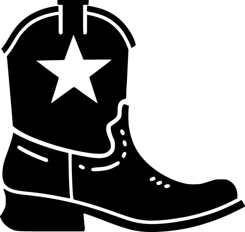 Cowboy Boot - Black and White Isolated Icon - illustration vector
