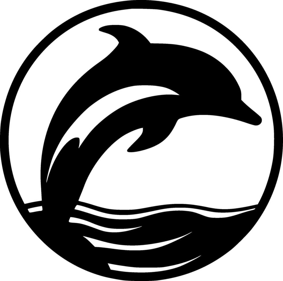 Dolphin - Black and White Isolated Icon - illustration vector