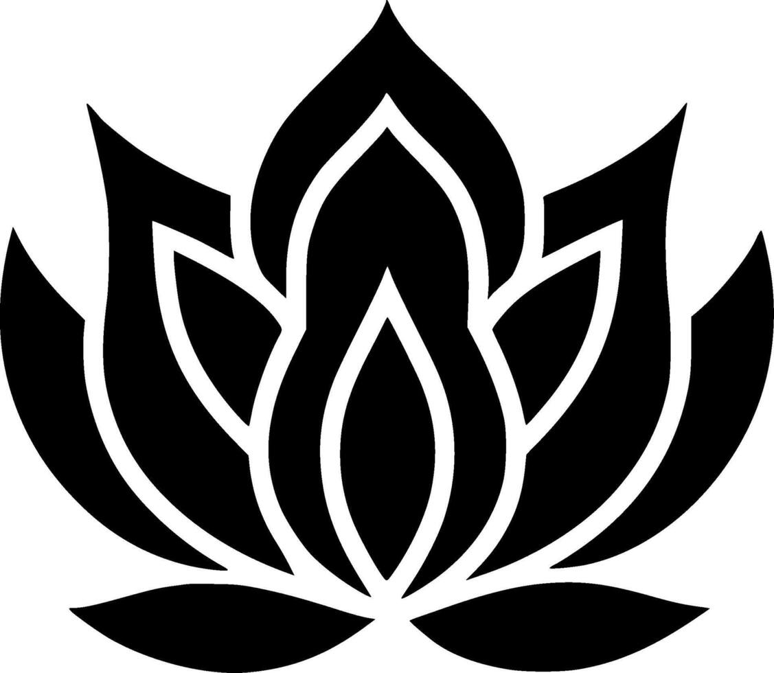 Flower - Black and White Isolated Icon - illustration vector