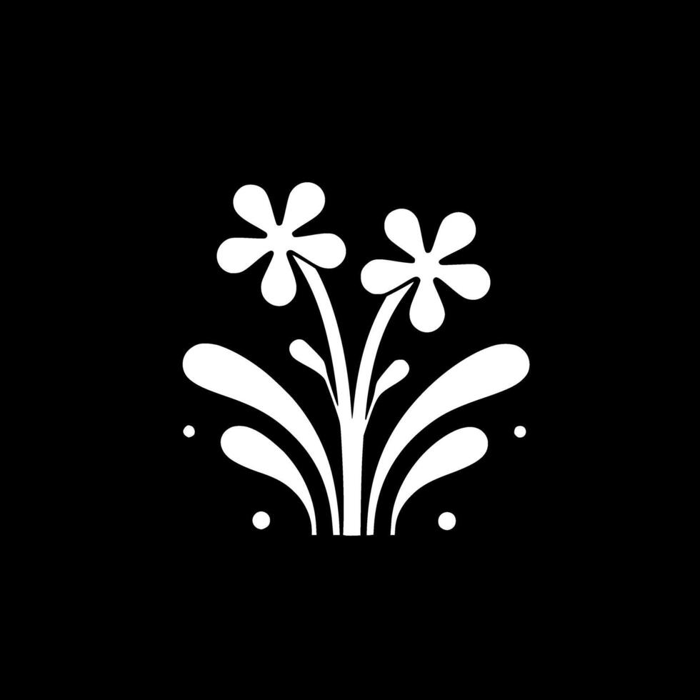 Flowers - Black and White Isolated Icon - illustration vector
