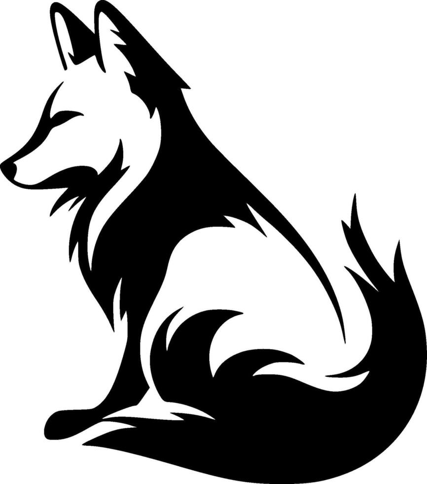 Fox - Black and White Isolated Icon - illustration vector