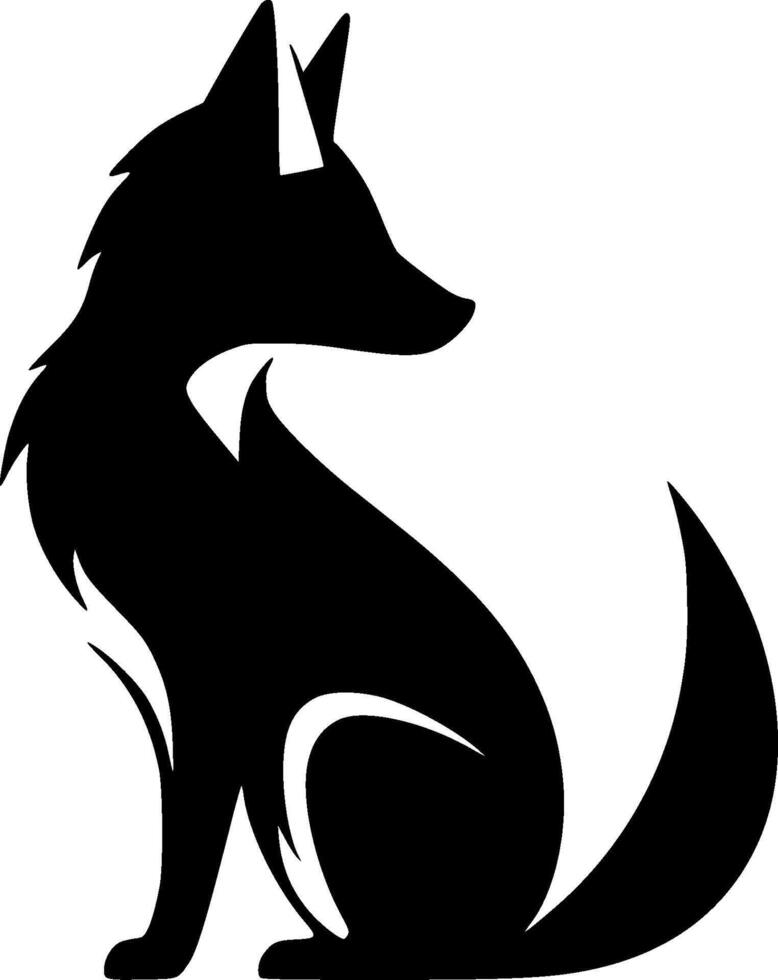 Fox - Black and White Isolated Icon - illustration vector