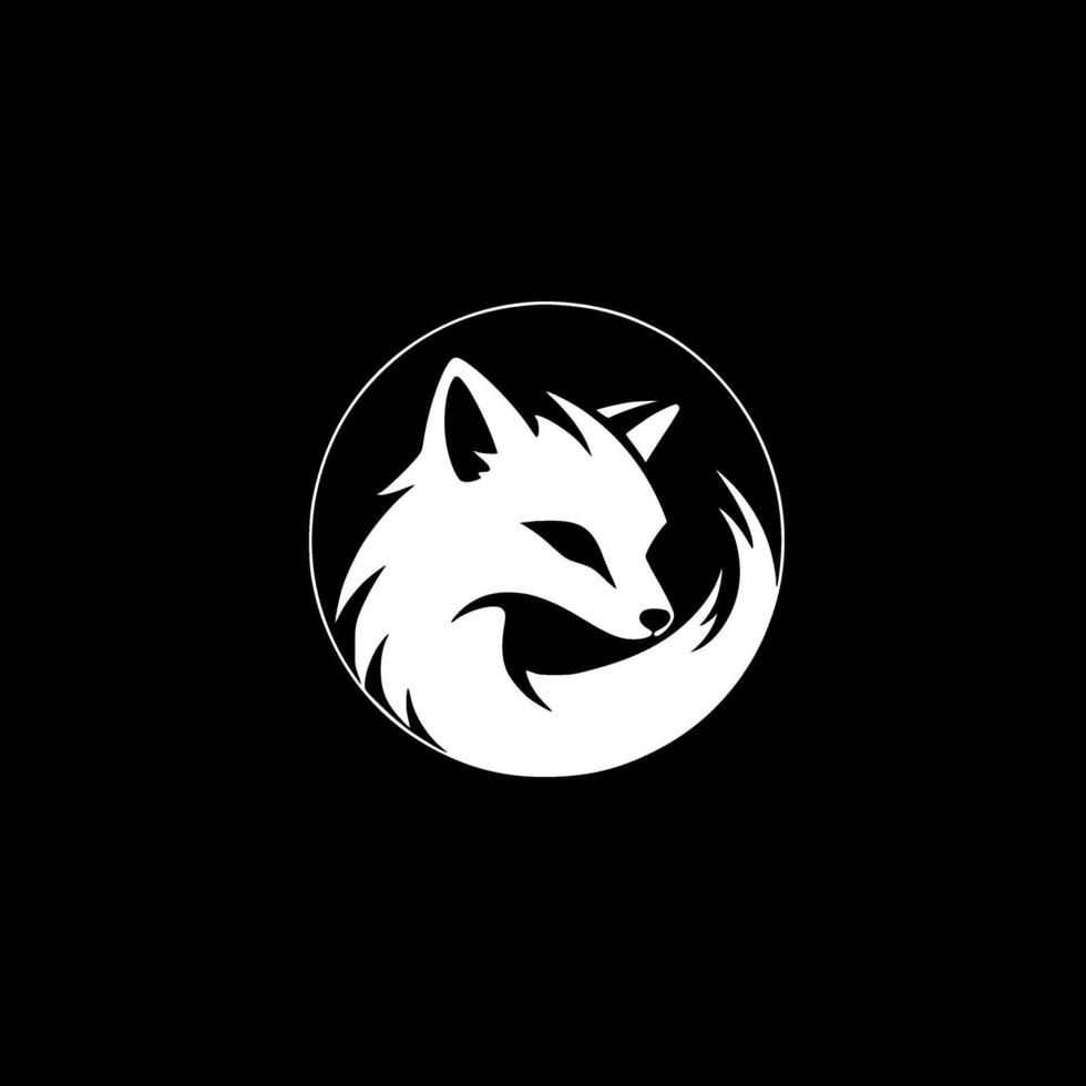 Fox - Black and White Isolated Icon - illustration vector