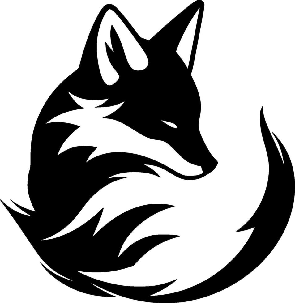 Fox - Black and White Isolated Icon - illustration vector
