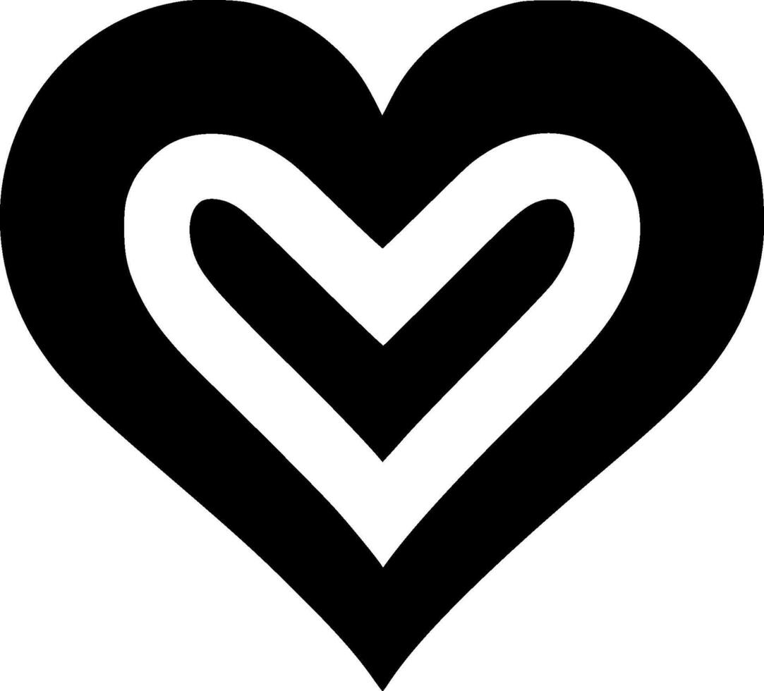 corazón - negro y blanco aislado icono - ilustración vector