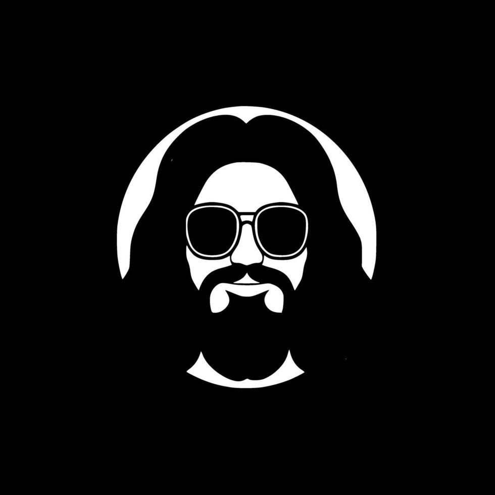 hippie - negro y blanco aislado icono - ilustración vector