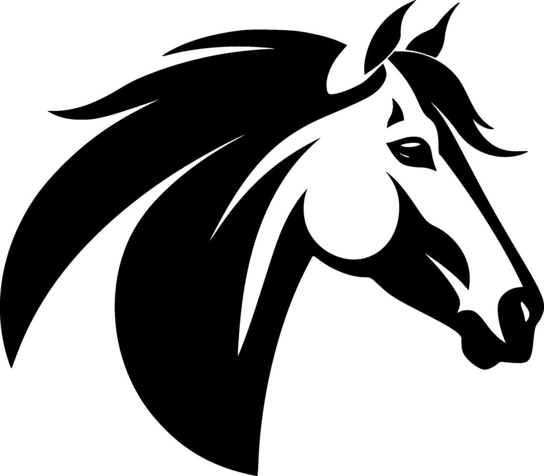 caballo - negro y blanco aislado icono - ilustración vector