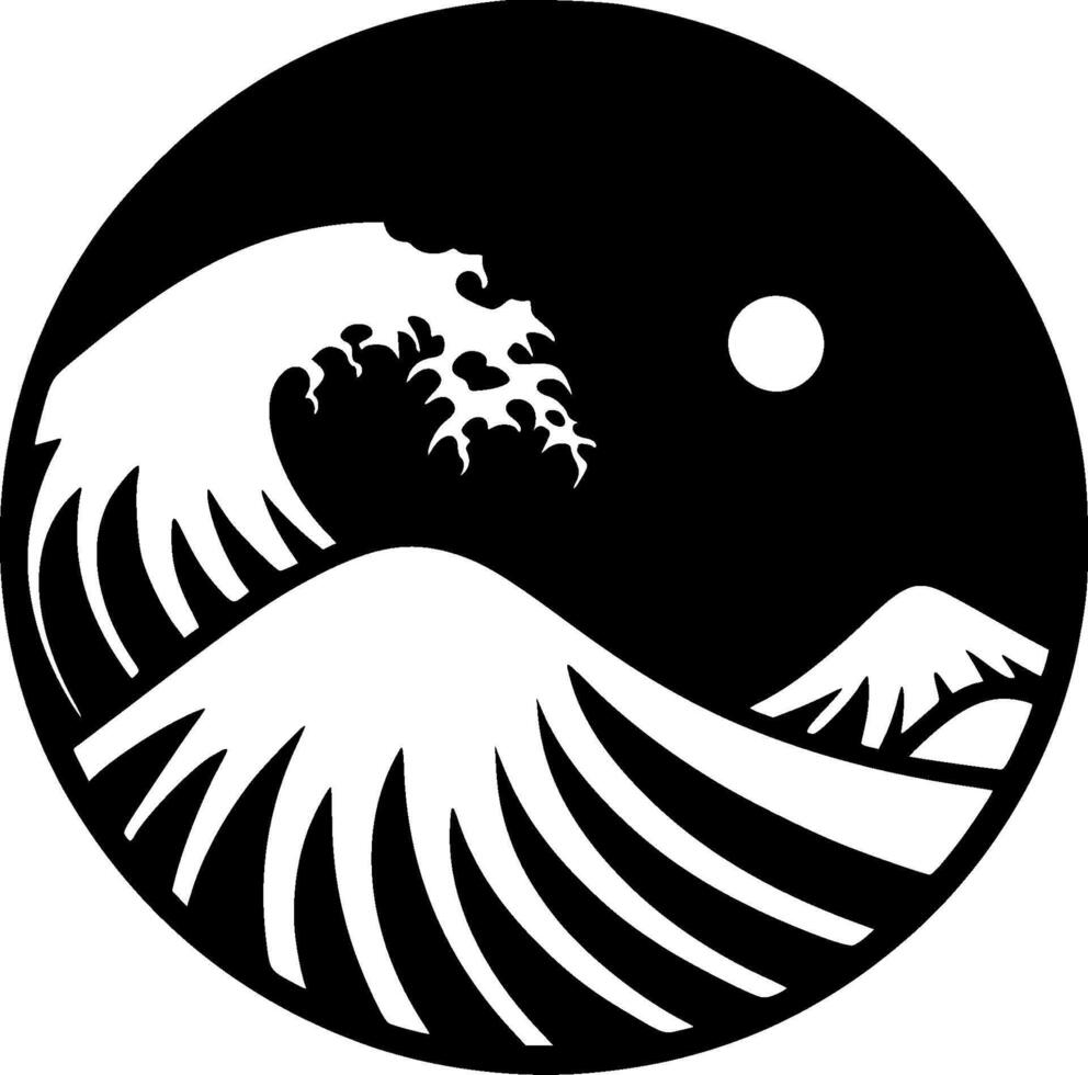 Ocean - Black and White Isolated Icon - illustration vector
