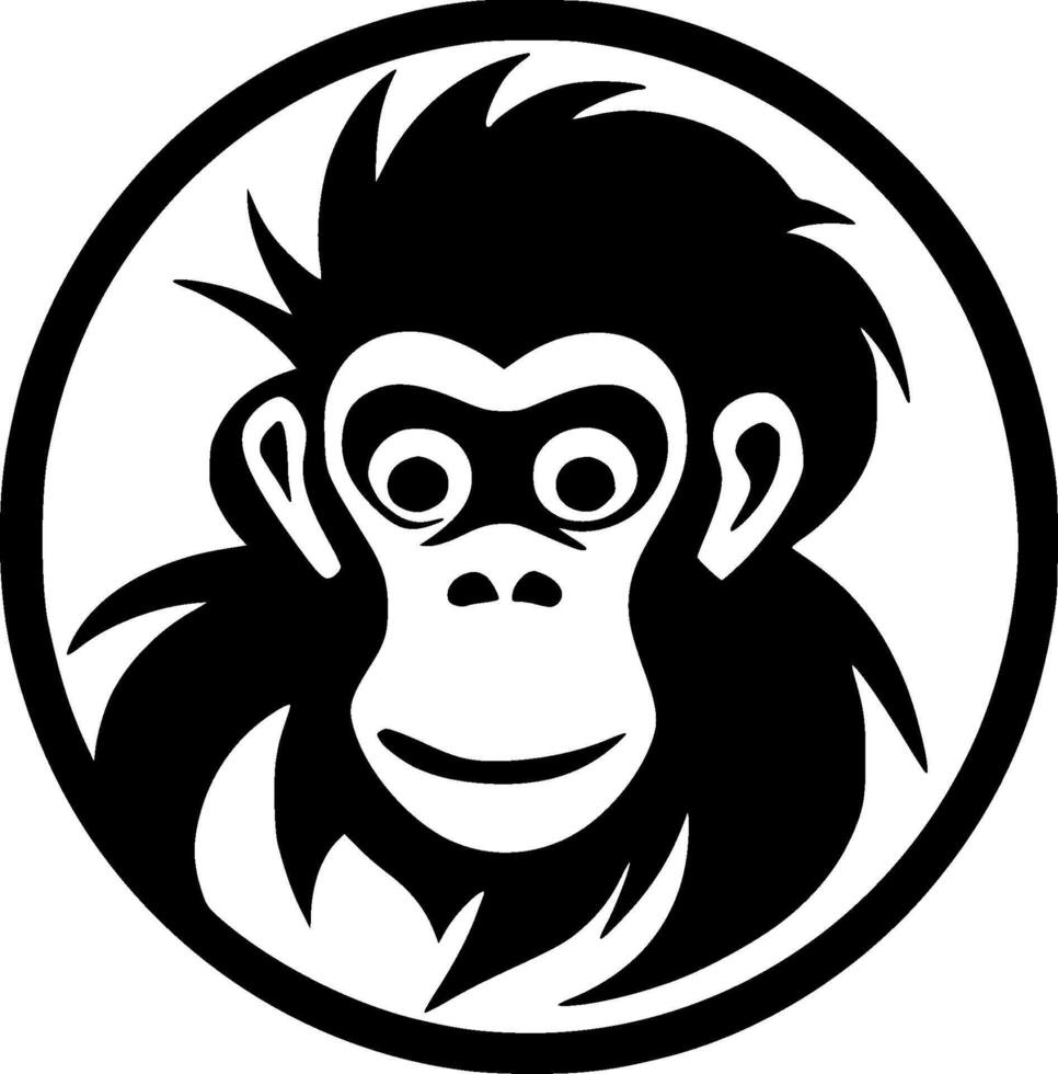 Monkey - Black and White Isolated Icon - illustration vector