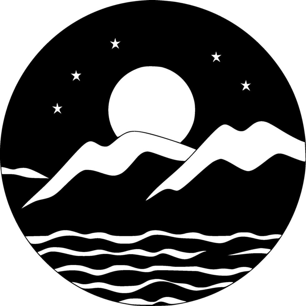 Ocean - Black and White Isolated Icon - illustration vector