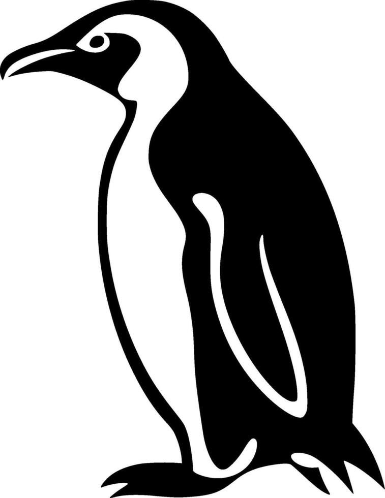 Penguin - Black and White Isolated Icon - illustration vector