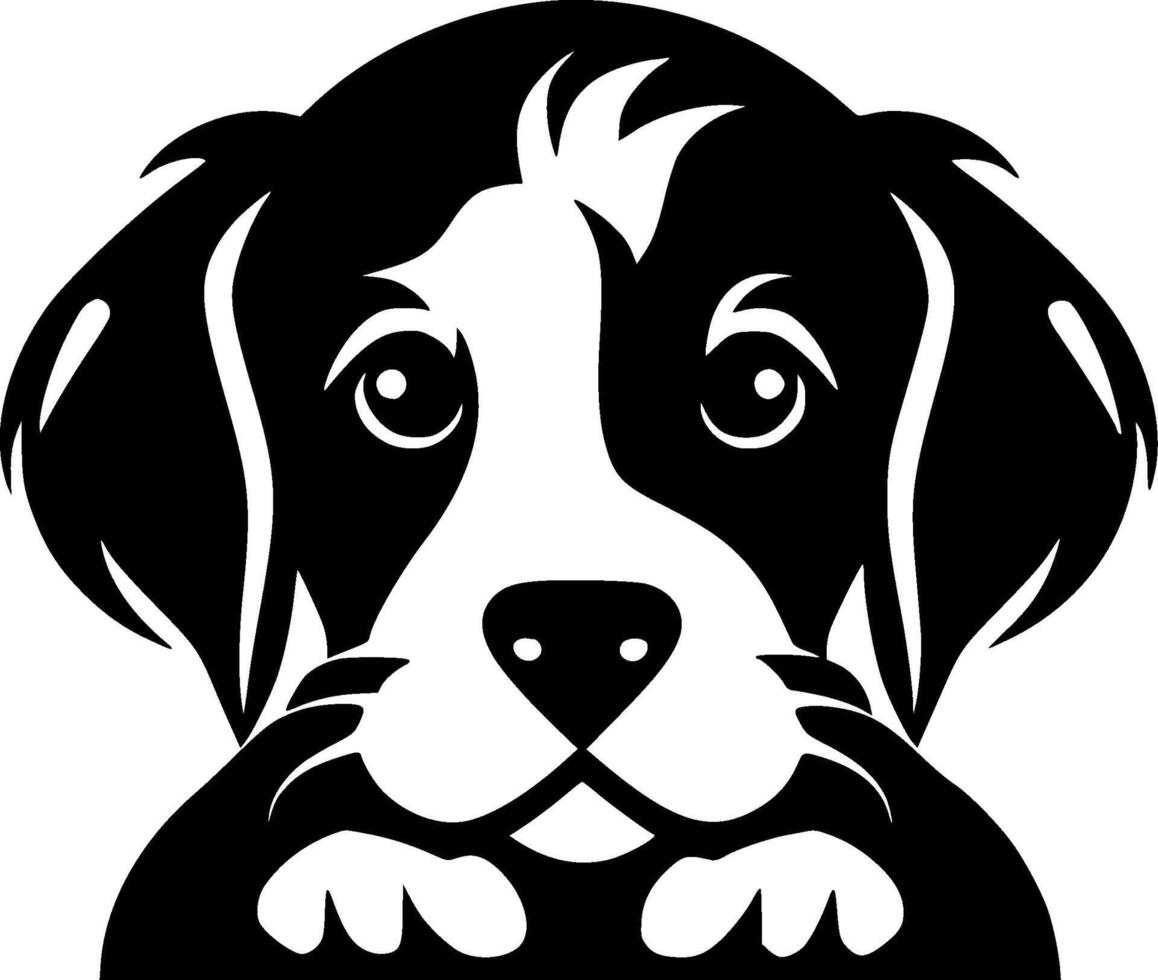 perrito - negro y blanco aislado icono - ilustración vector