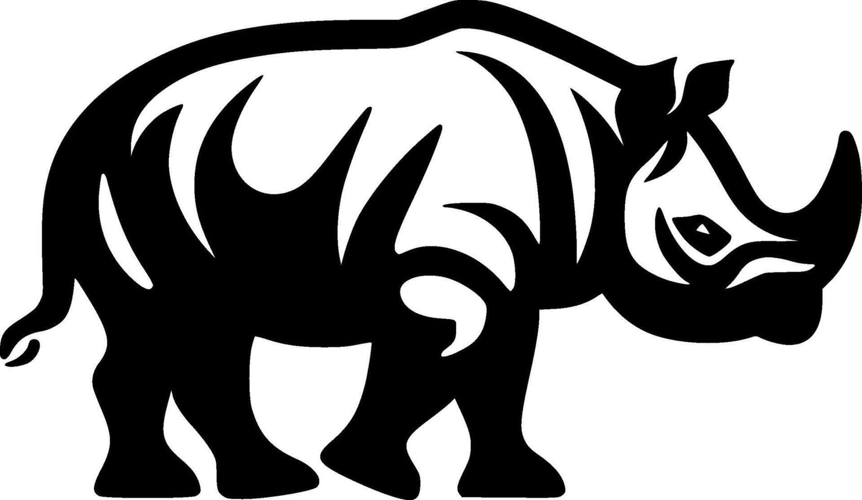 Rhinoceros - Black and White Isolated Icon - illustration vector