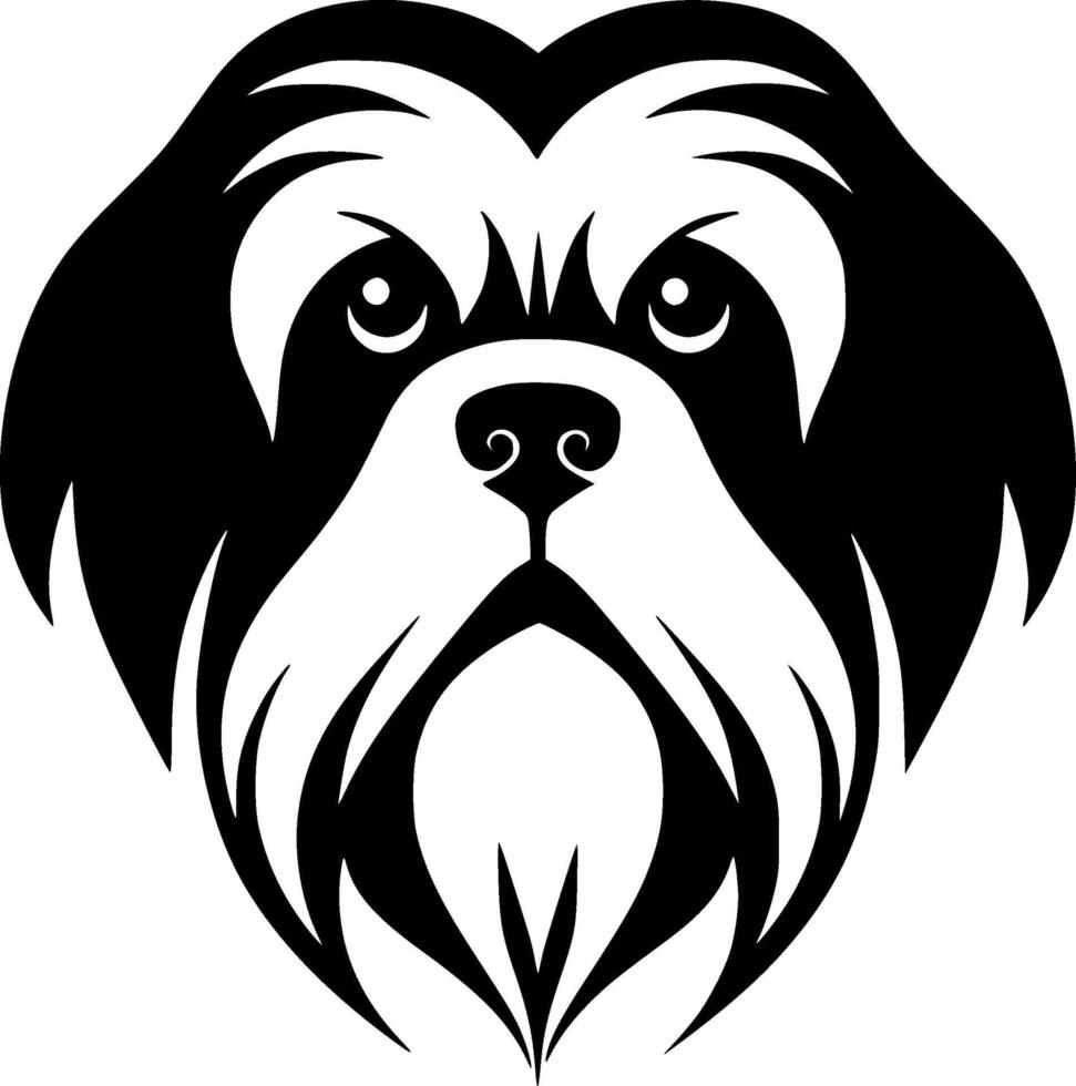 Shih Tzu, Black and White illustration vector