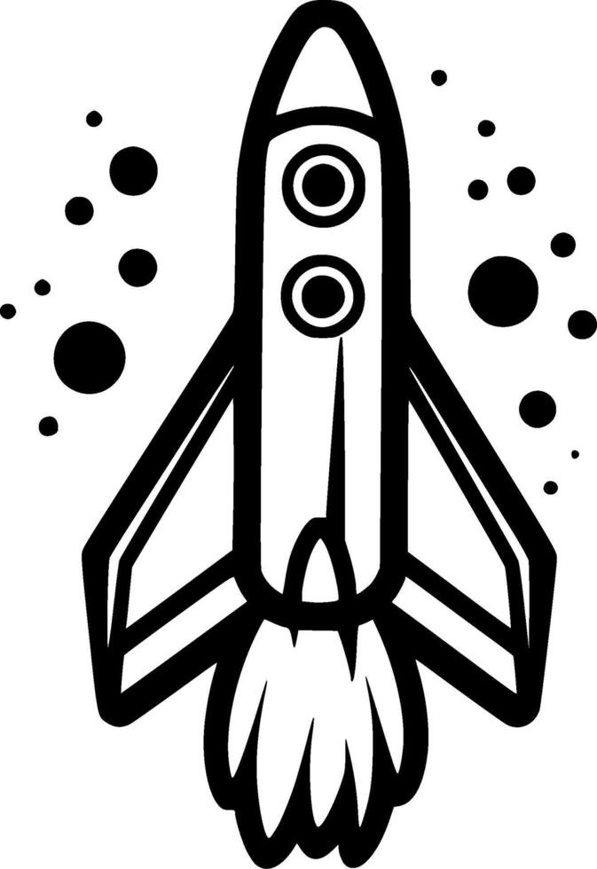 Rocket, Black and White illustration vector