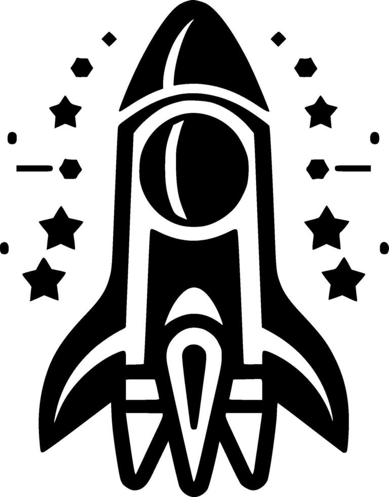 Rocket - Black and White Isolated Icon - illustration vector