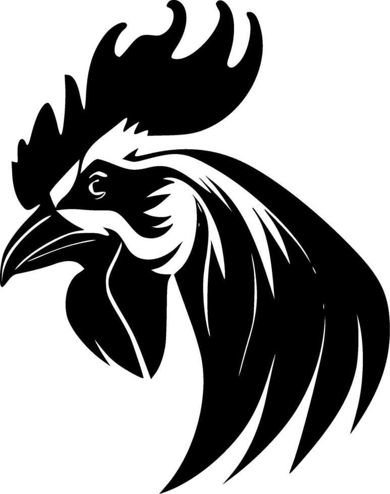 Rooster - Black and White Isolated Icon - illustration vector