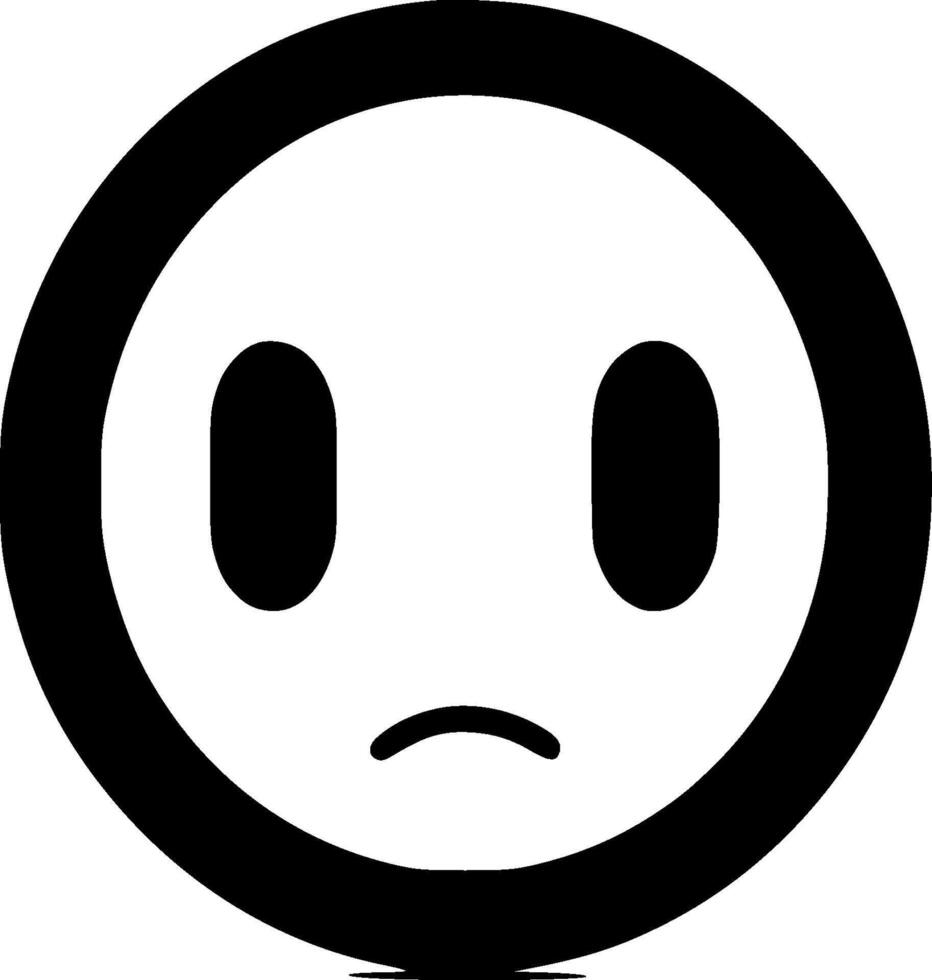 Sad - Black and White Isolated Icon - illustration vector